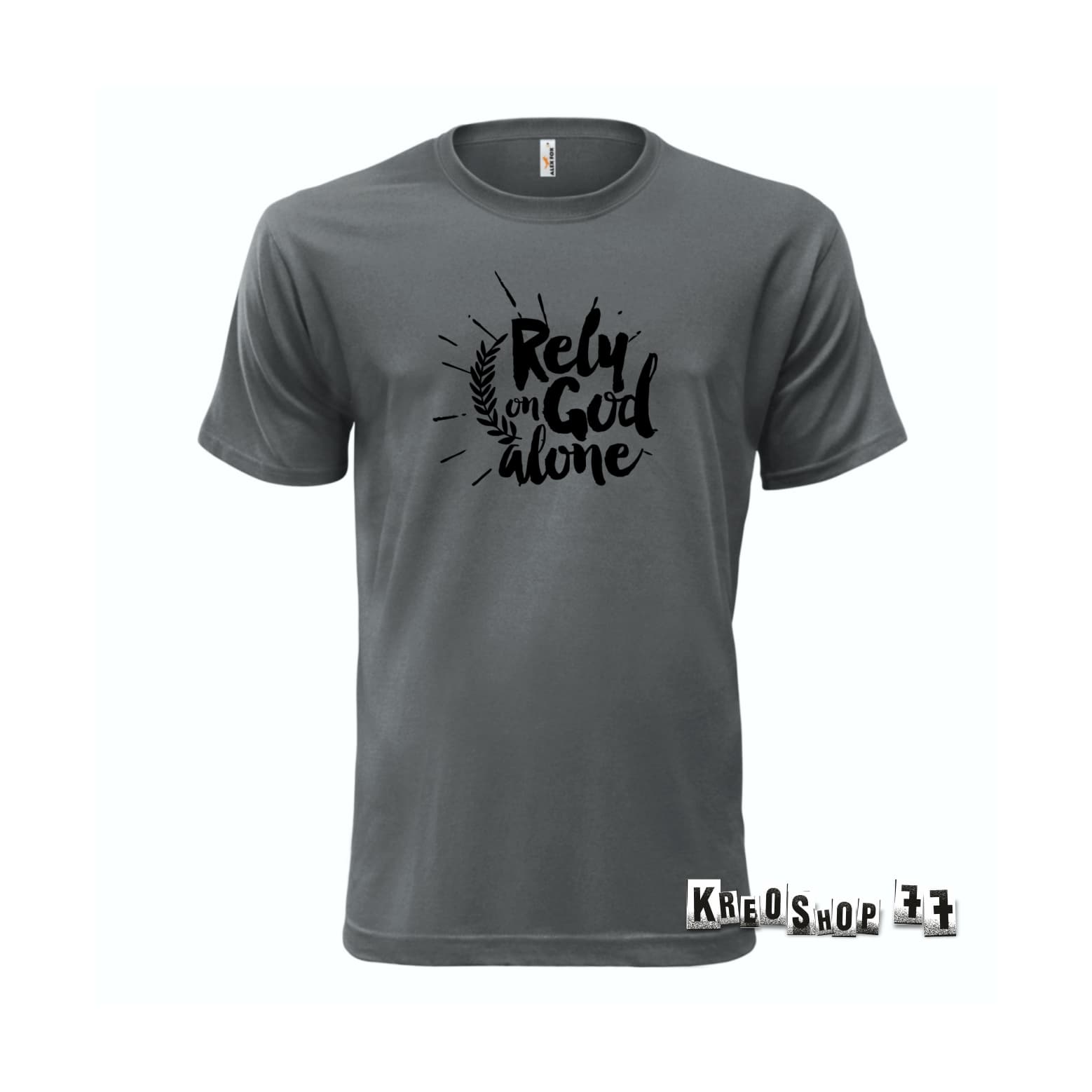 Kresťanské tričko - Rely on God alone - šedé