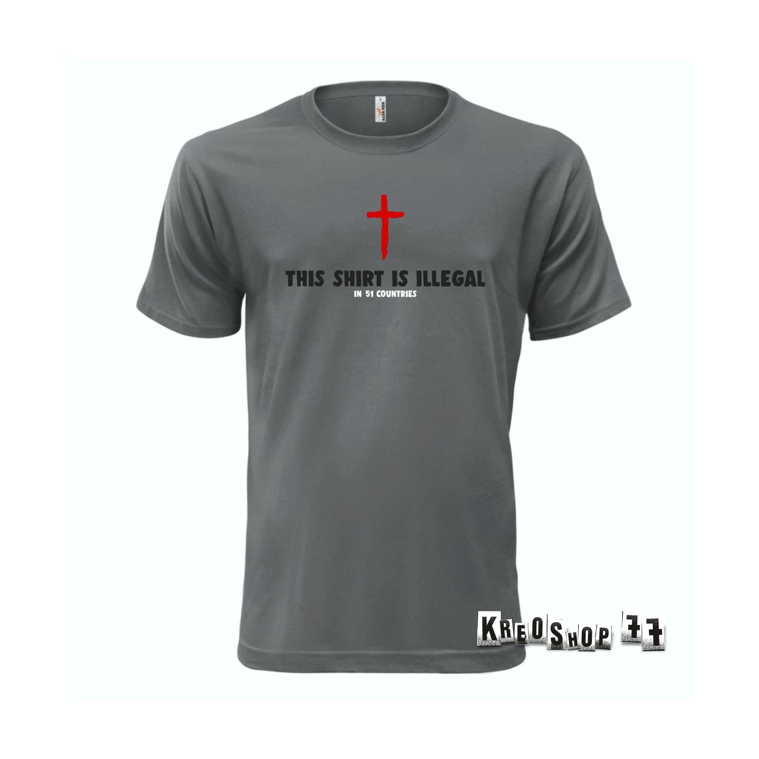 Kresťanské tričko - This shirt is illegal - šedé