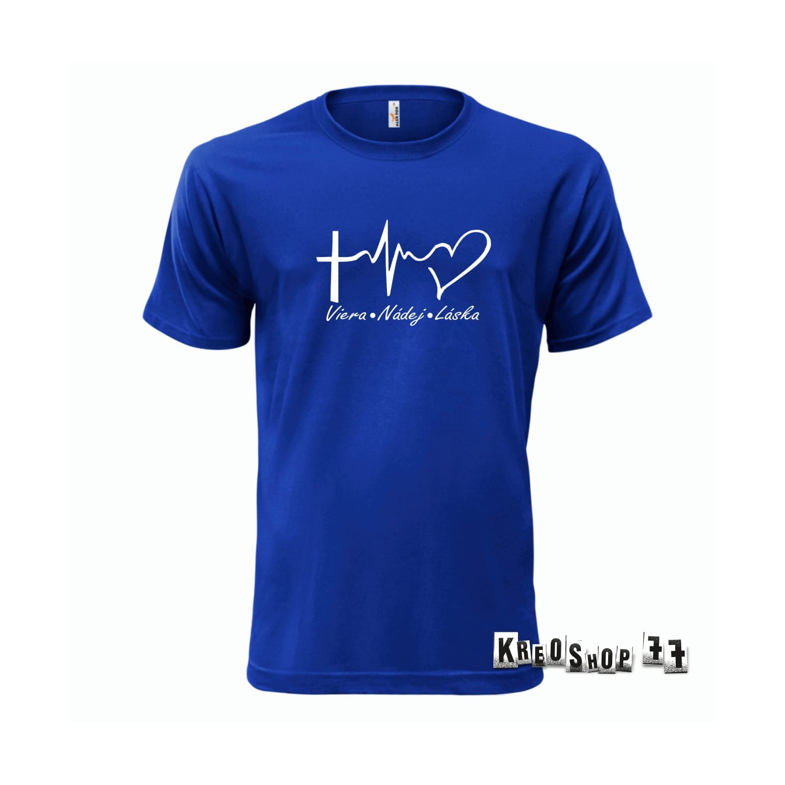 Kresťanské tričko - Viera, nádej, láska - modré