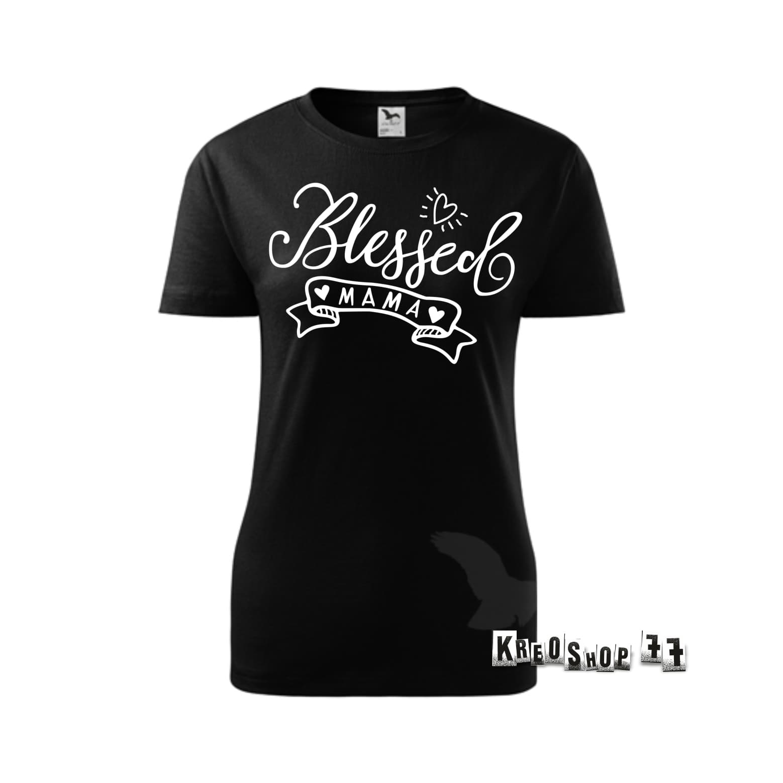 Dámske kresťanské tričko - Blessed Mama - čierne