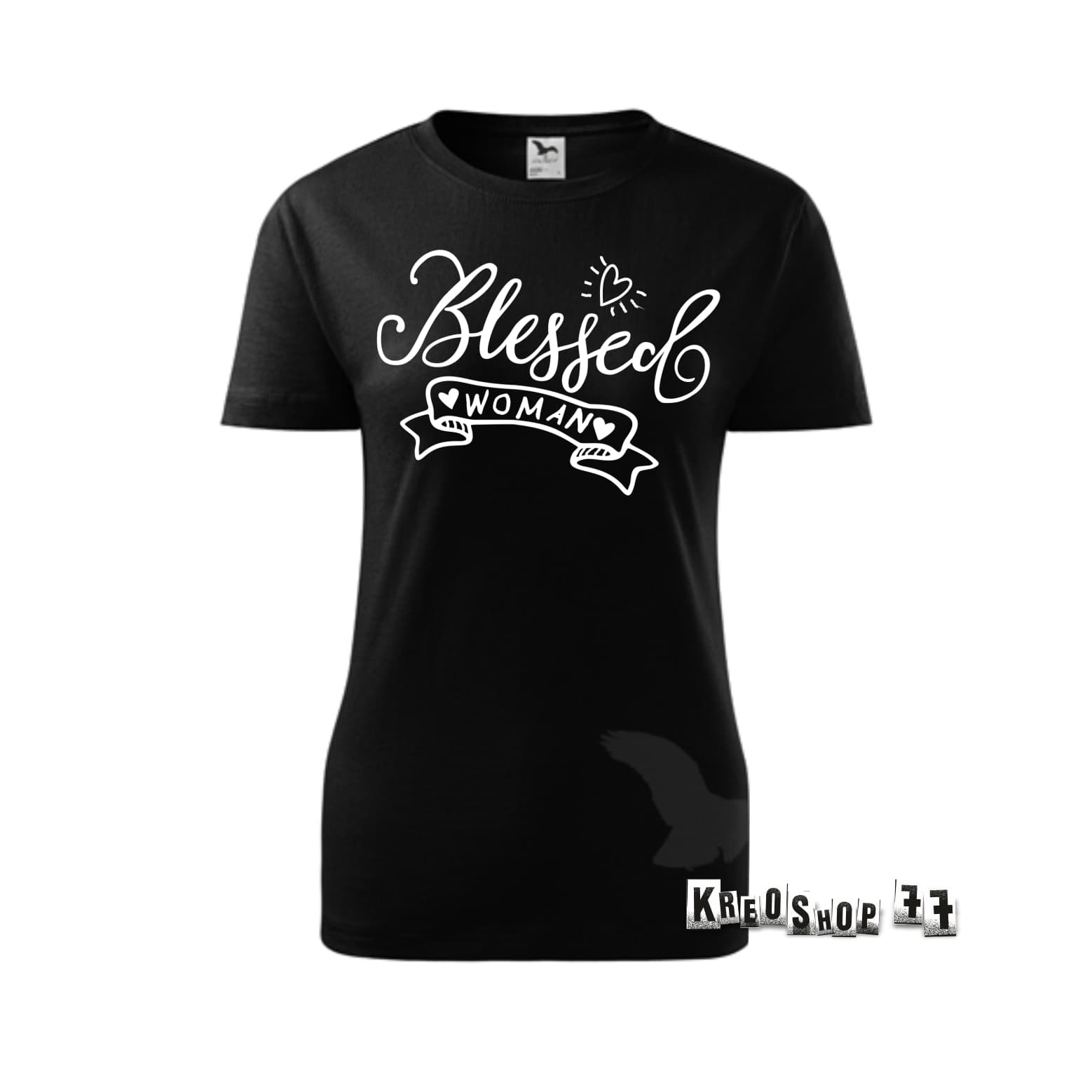 Dámske kresťanské tričko - Blessed woman - čierne