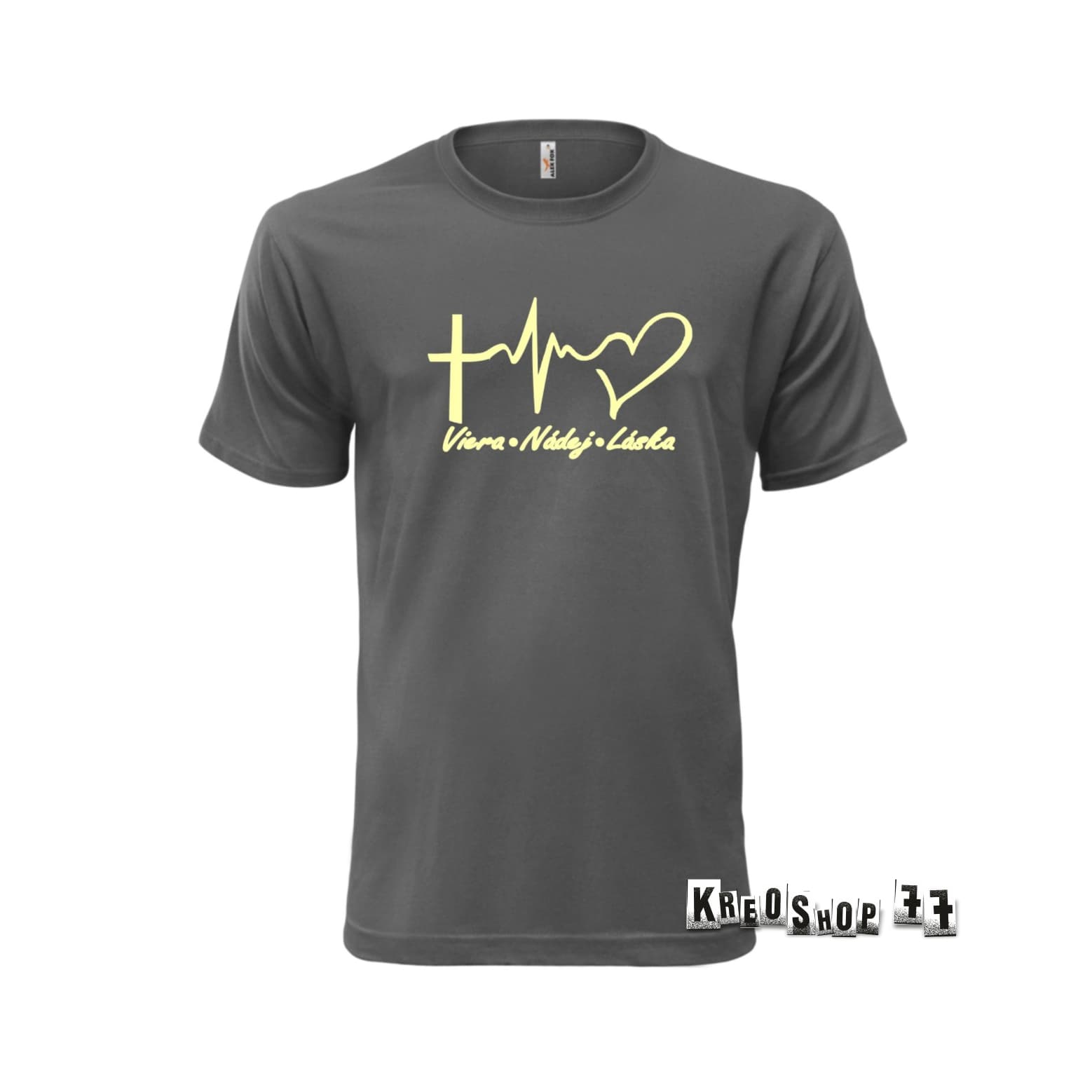 Kresťanské tričko - Viera, nádej, láska - šedé