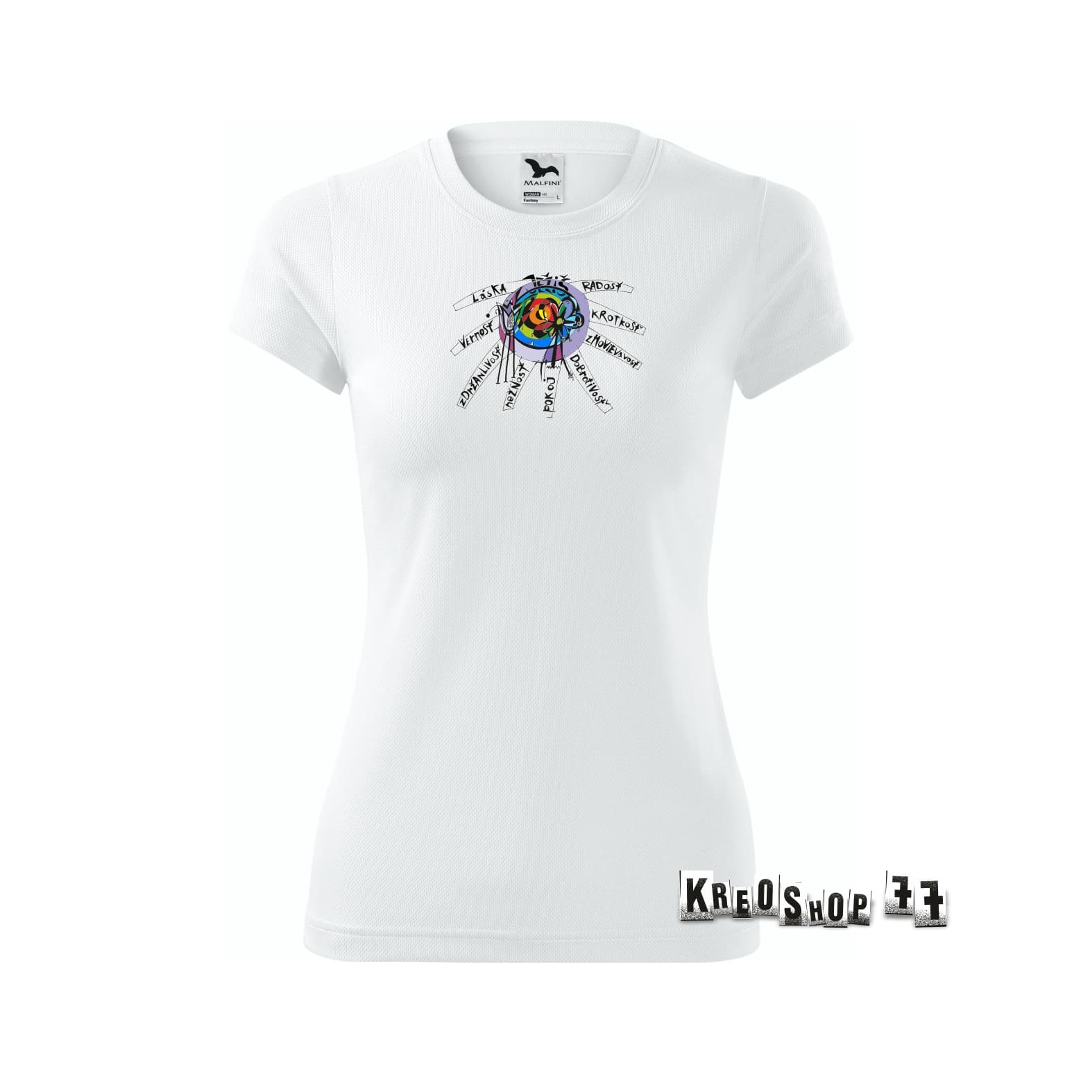 Dámske kresťanské tričko - Ovocie Ducha SK - Biele