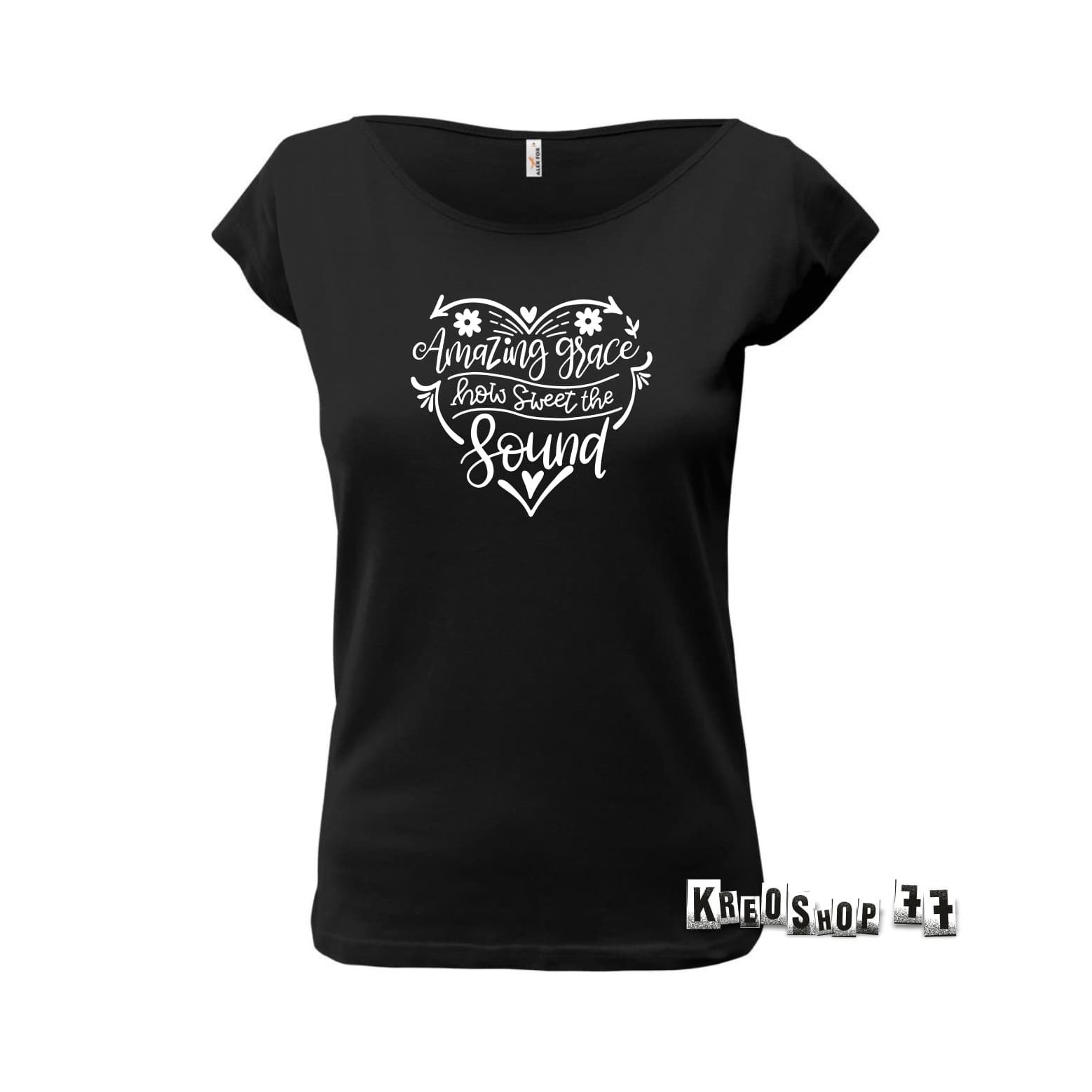 Dámske kresťanské tričko - Amazing grace - Čierne
