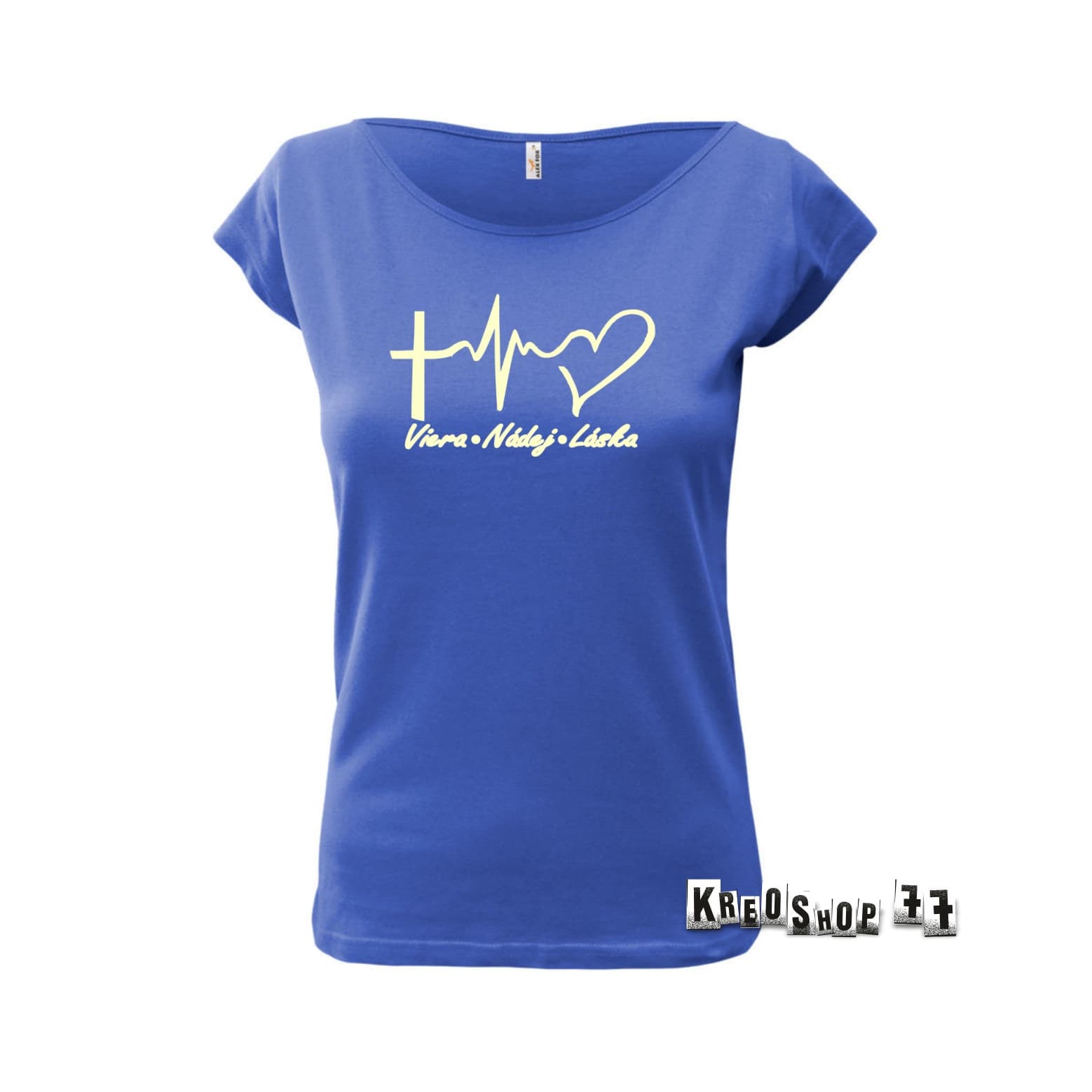 Dámske kresťanské tričko - Viera, nádej, láska - Modré