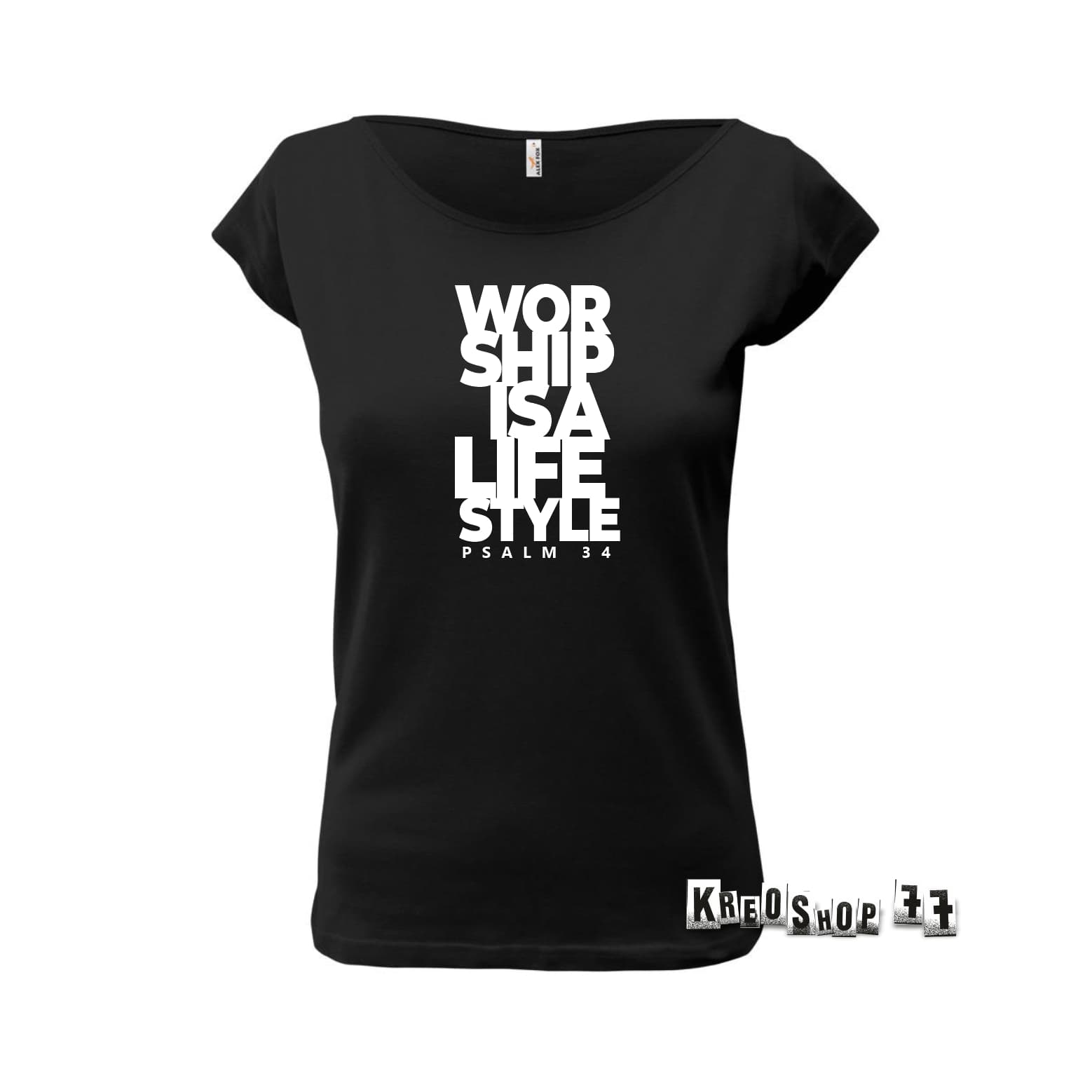 Dámske kresťanské tričko - Worship life - Čierne