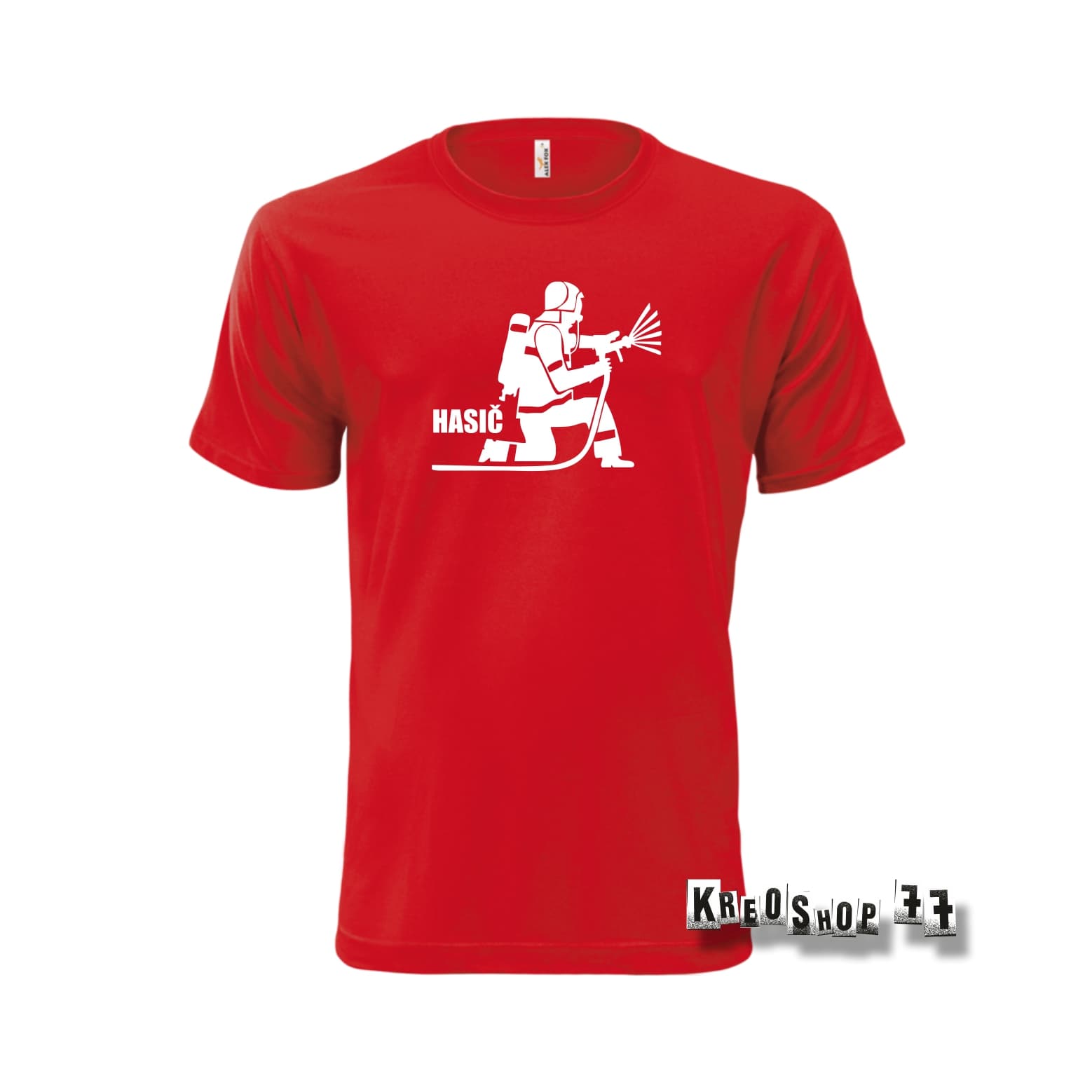Požiarnické tričko - Hasič W02 - Červené