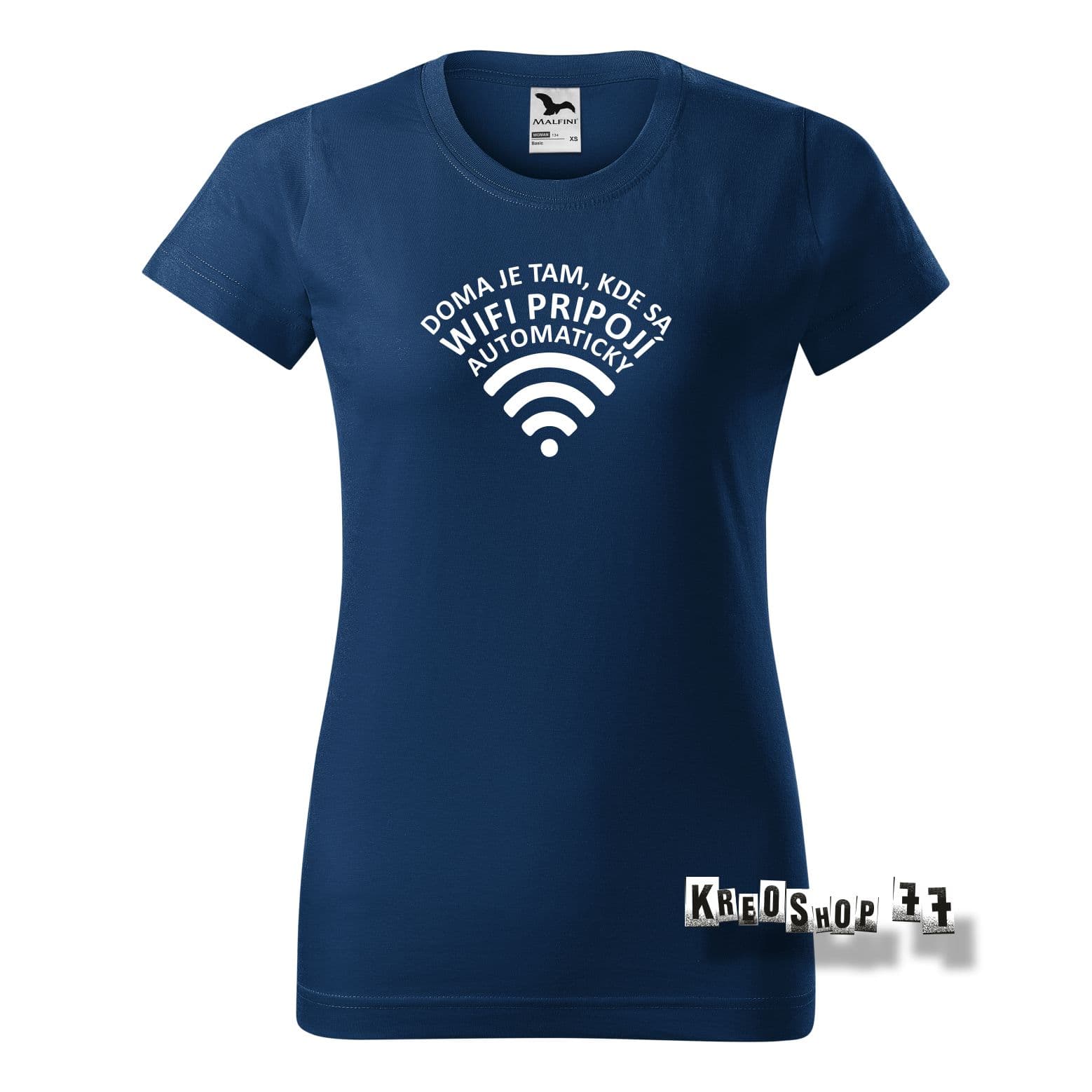 Dámske Tričko - Doma je tam, kde sa wifi pripojí automaticky - Tmavo modré
