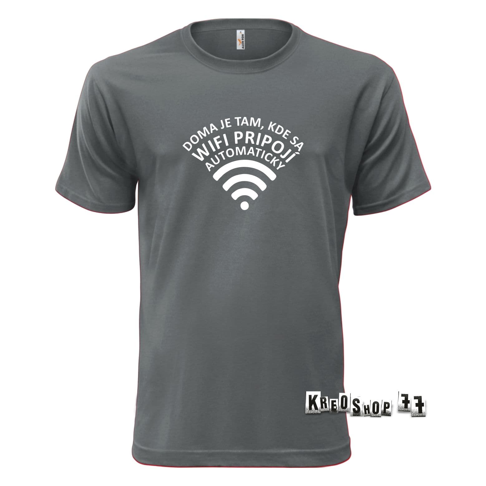Tričko - Doma je tam, kde sa Wifi pripojí automaticky - Šedé