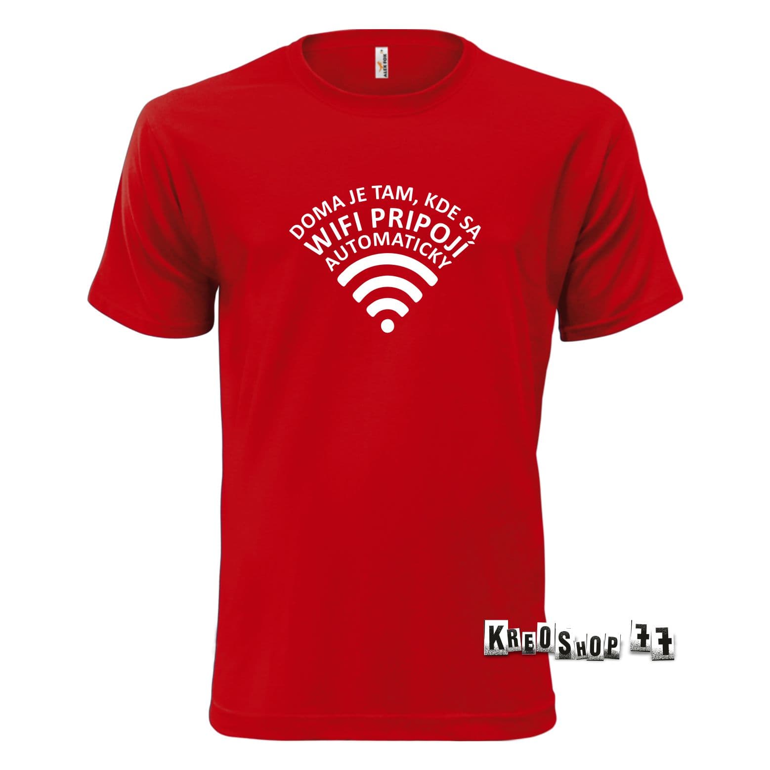 Tričko - Doma je tam, kde sa Wifi pripojí automaticky - Tmavo červené