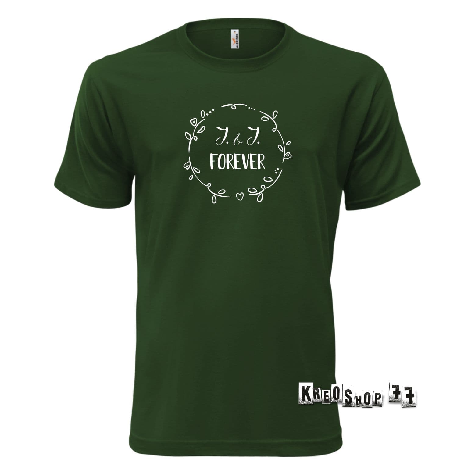 Tričko - Iniciály zaľubených - Tmavo zelené
