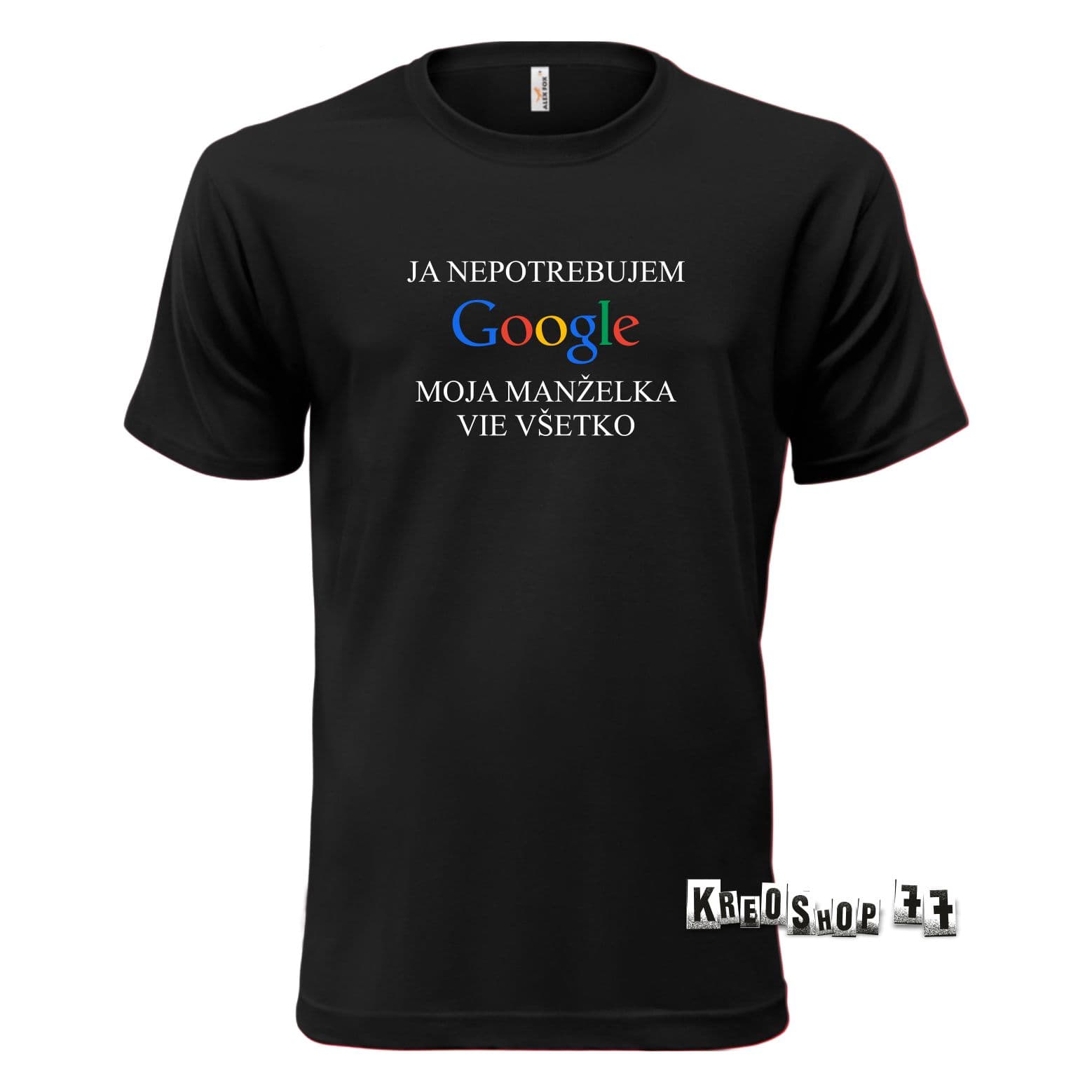 Tričko - Ja nepotrebujem Google, moja manželka vie všetko - Čierne