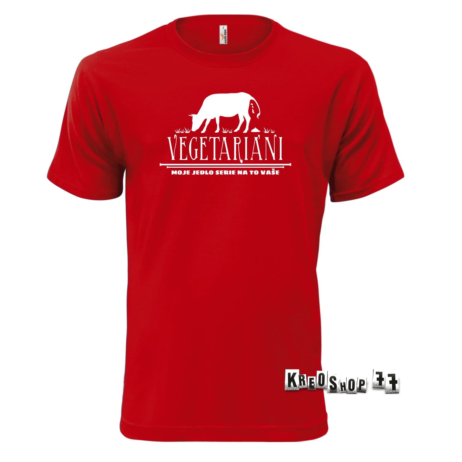 Tričko - Vegetariáni, moje jedlo serie na to vaše - Tmavo červené