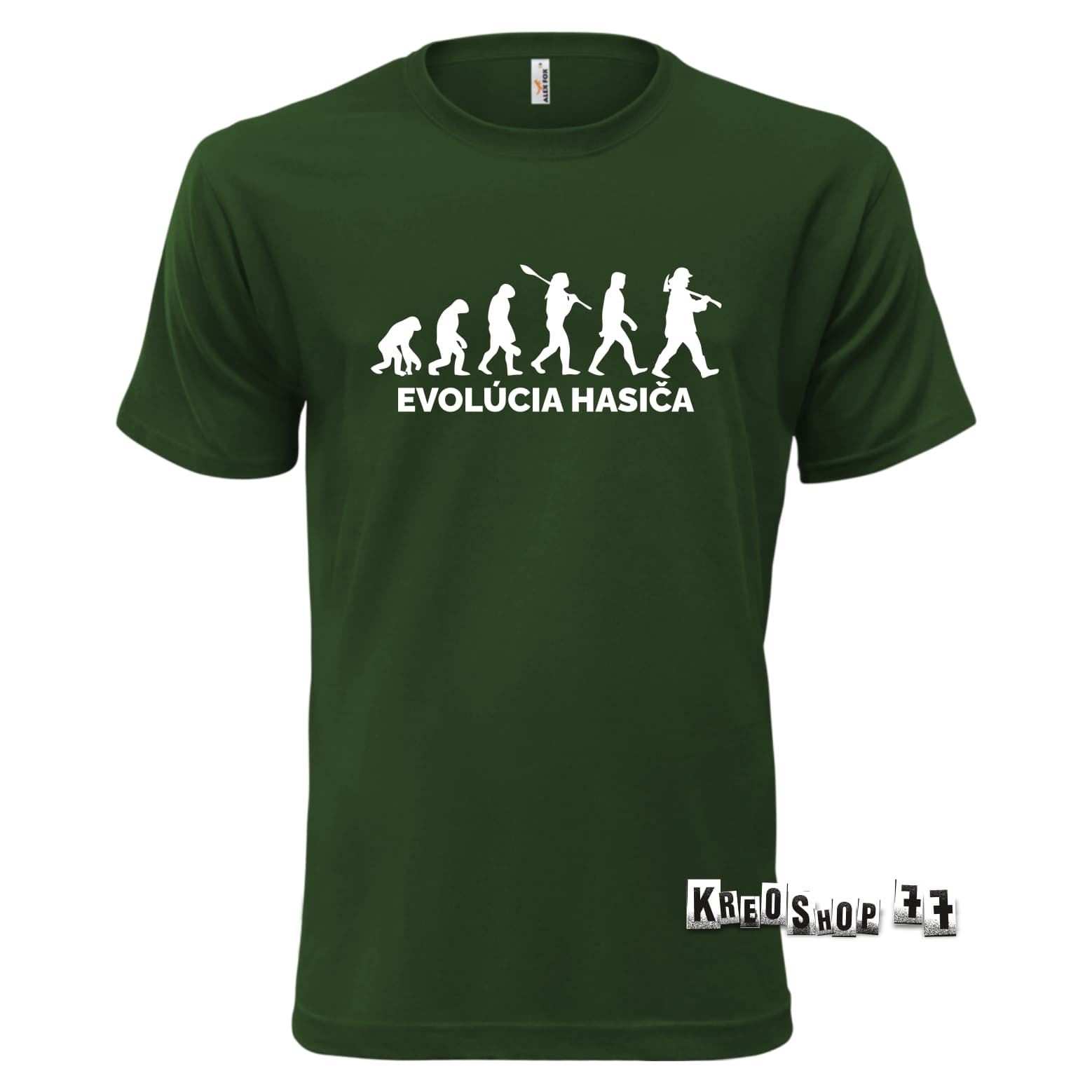 Požiarnické tričko - Evolúcia hasiča - Zelené