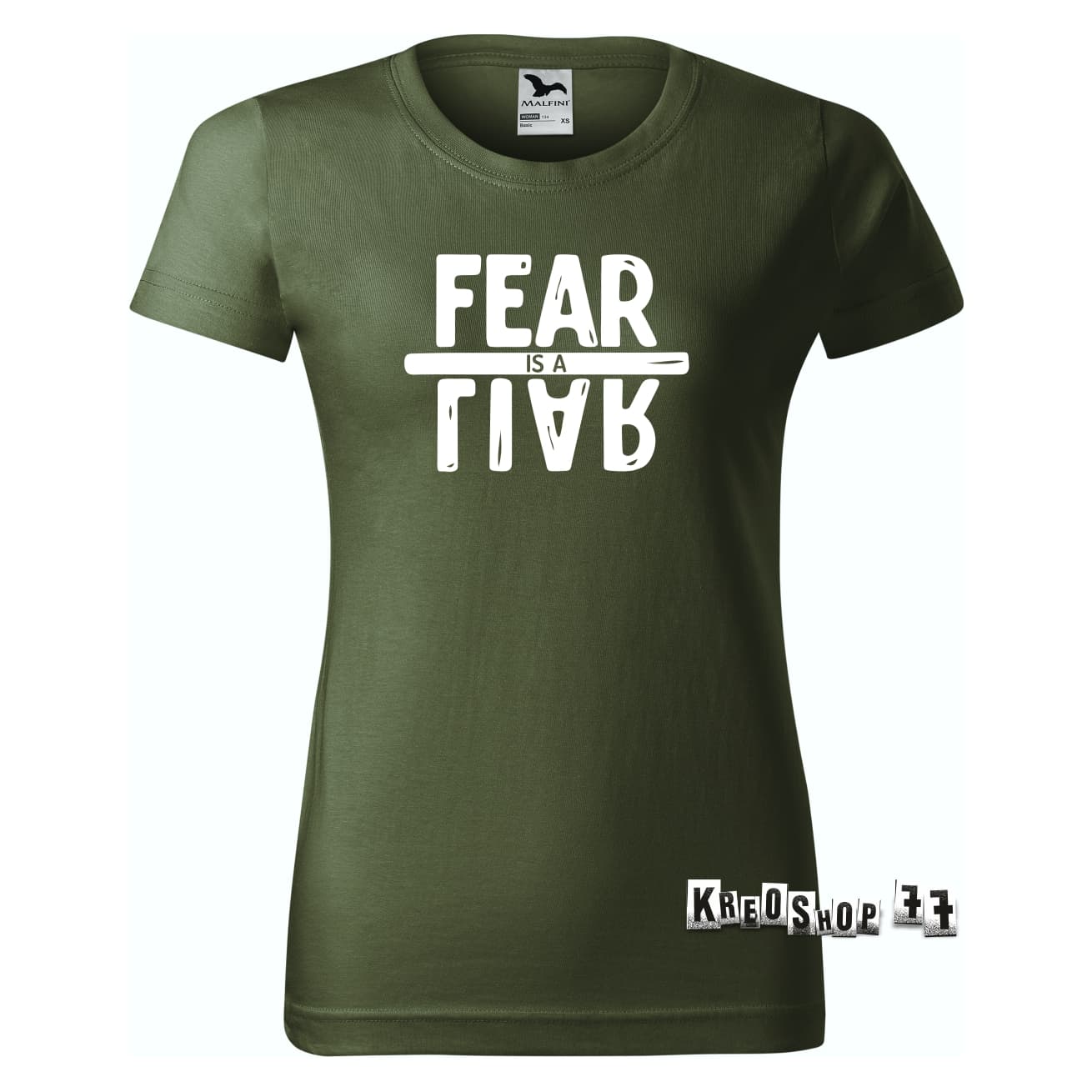 Dámske kresťanské tričko Fear is a liar - Khaki