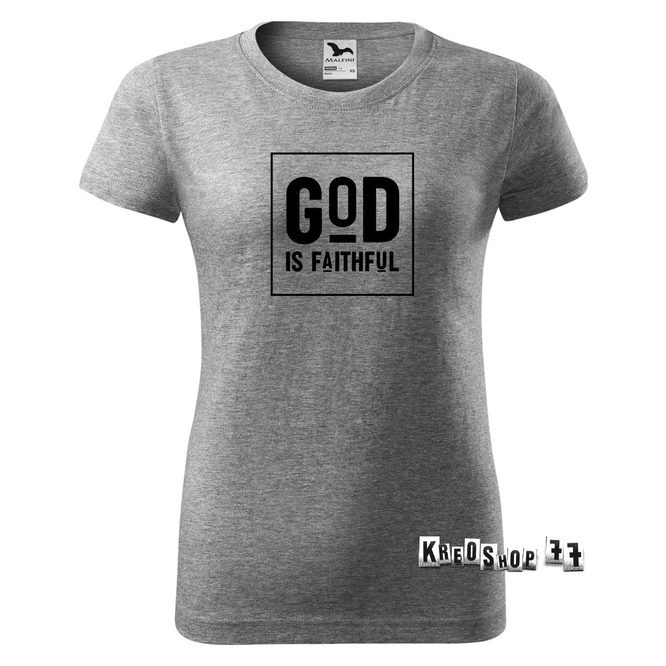 Dámske kresťanské tričko God is faithful - Šedé