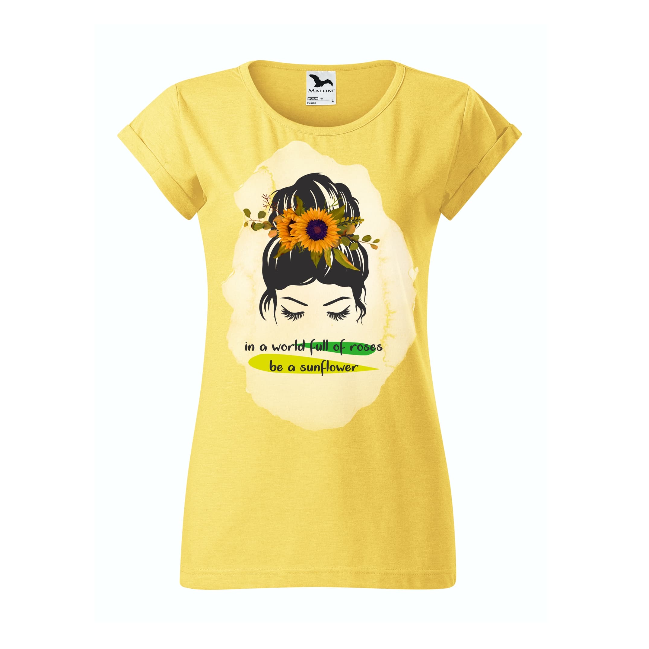 Batikované tričko - In world full roses be sunflower