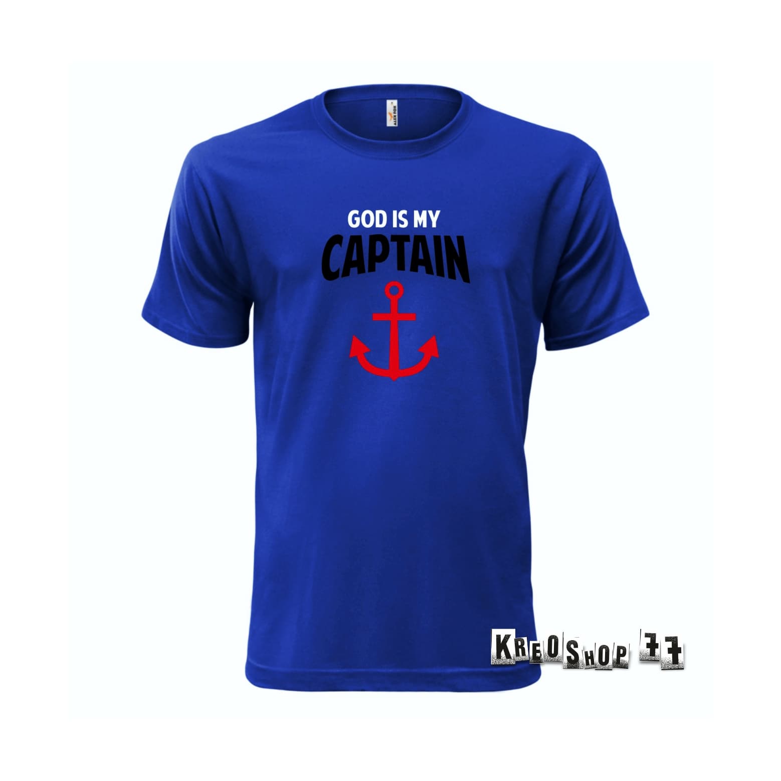 Kresťanské tričko - God is my Captain - modré