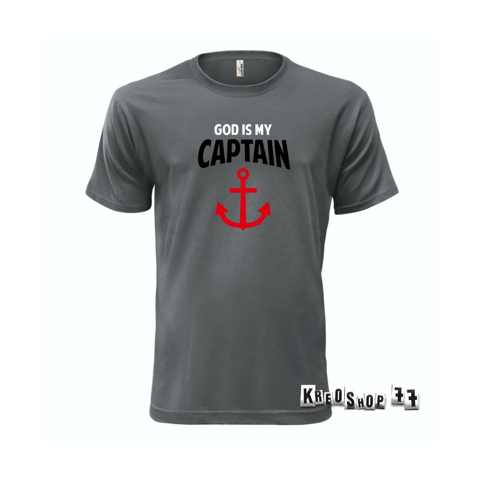 Kresťanské tričko - God is my Captain - šedé