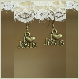 Náušnice kovové - I love Jesus