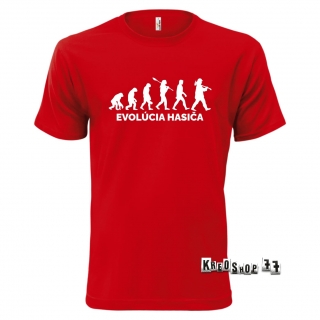 Požiarnické tričko - Evolúcia hasiča - Červené