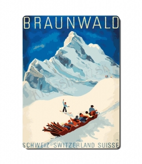 Retro poster City - Švajčiarsko - Braunwald