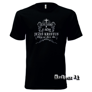 Kresťanské tričko - Všetko zvládnem v Ježišovi - Čierne