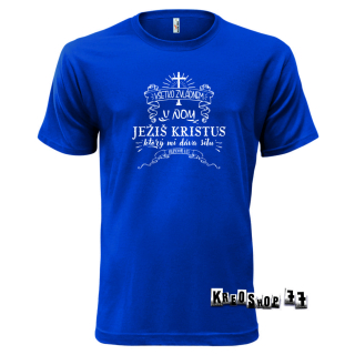 Kresťanské tričko - Všetko zvládnem v Ježišovi - Modré
