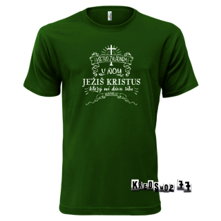 Kresťanské tričko - Všetko zvládnem v Ježišovi - Zelené
