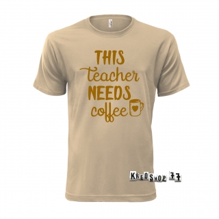 COFFEE tričko - teacher coffee pánske béžové