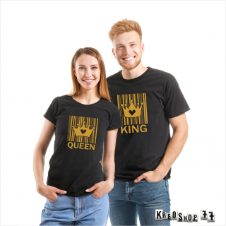 Valentínske tričká - QUEEN / KING - čierne